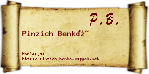 Pinzich Benkő névjegykártya